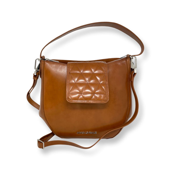 Cognac Leather Handbag, 2in1, Isabelle