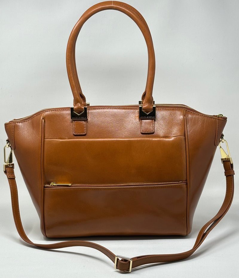 Genuine Leather Handbag Cognac, Mona medium 