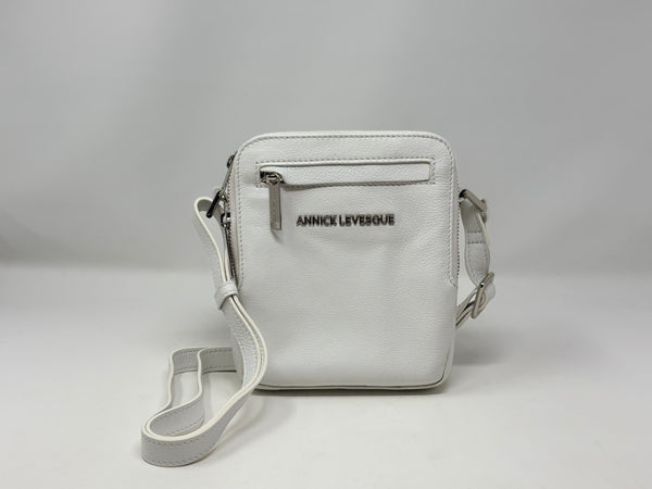 Petit sac en cuir véritable avec section pour carte RFID, Blanc, Nadine