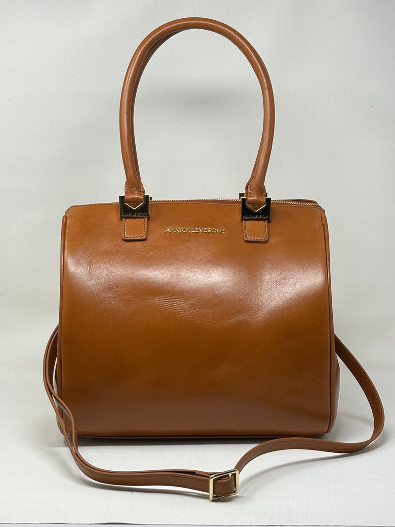 Genuine Leather Handbag Cognac, Mona medium 