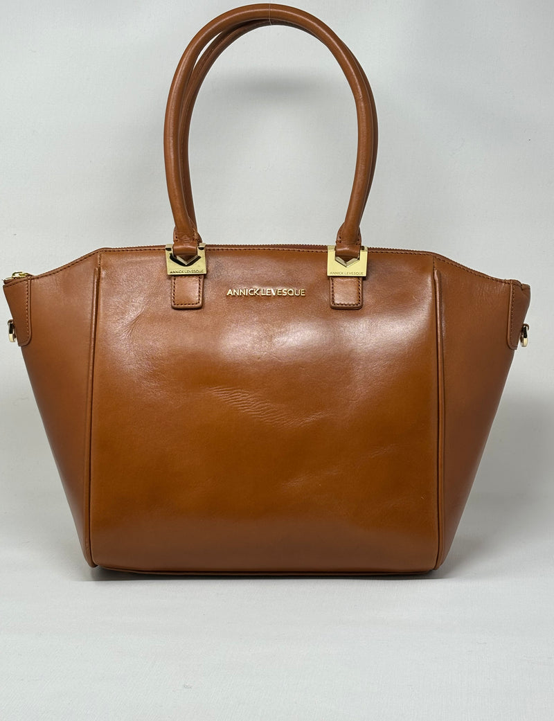 Genuine Leather Handbag Cognac, Mona medium 