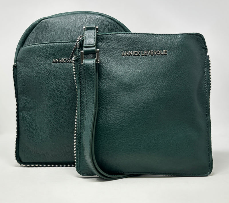 Leather backpack Alice, Green