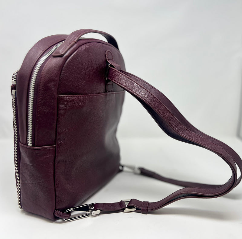 Leather Backpack Alice, Red Bordeaux