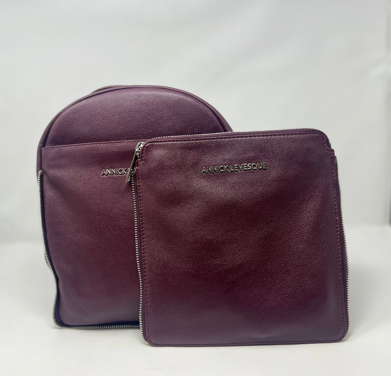 Leather Backpack Alice, Red Bordeaux
