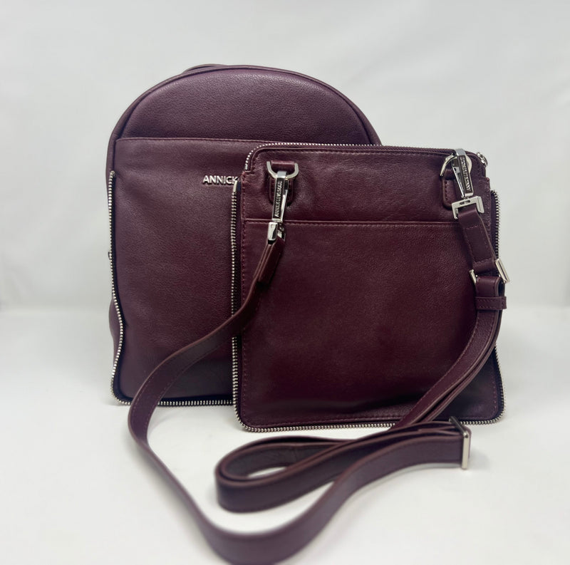 Leather Backpack Alice, Red Bordeaux
