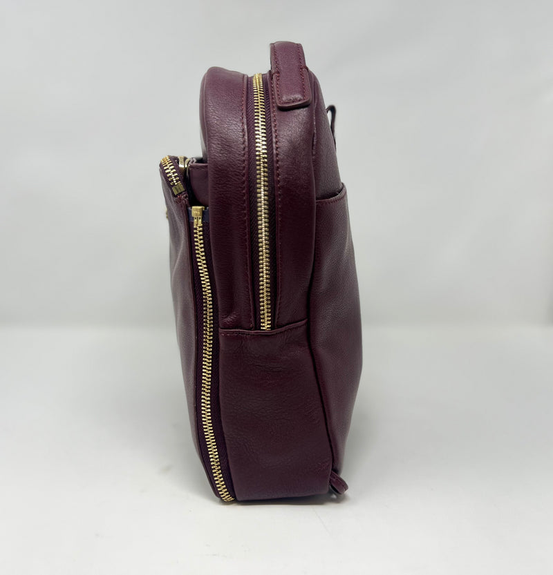 Leather Backpack Alice, Red Bordeaux