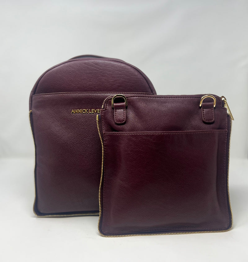 Leather Backpack Alice, Red Bordeaux