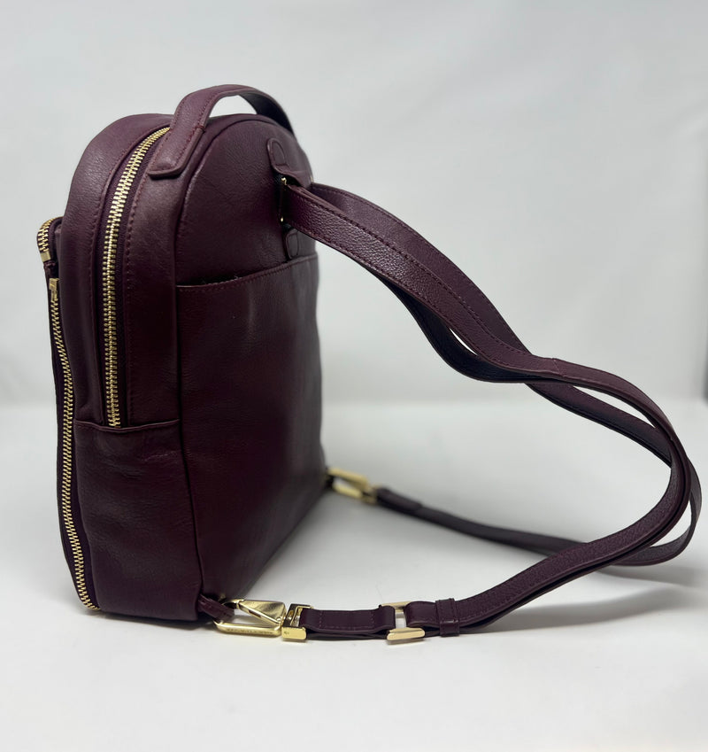 Leather Backpack Alice, Red Bordeaux