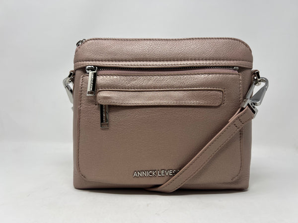 Petit Sac à Bandoulière en Cuir Rose Platine, Brigitte