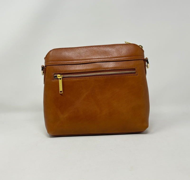 Small Leather Crossbody Bag, Beige, Brigitte