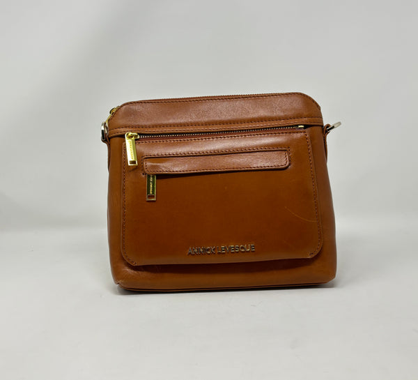 Small Leather Crossbody Bag, Beige, Brigitte