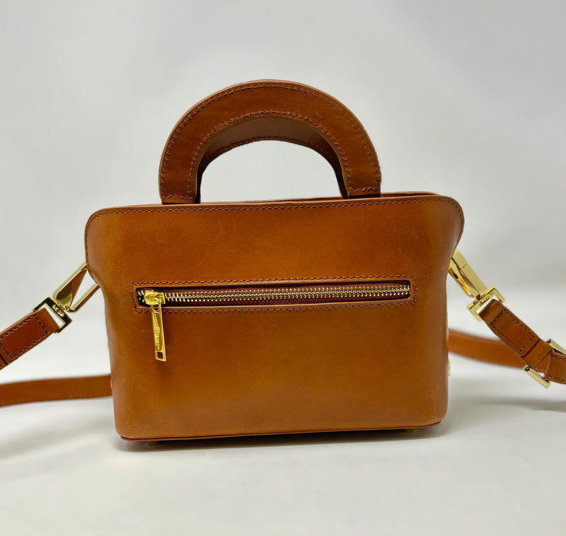 Leather Handbag, two in one, Clarence, Tan