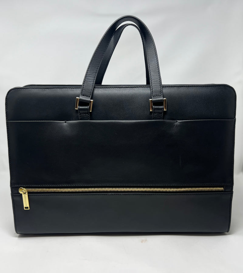 Laptop bag in black leather for women, Elizabeth