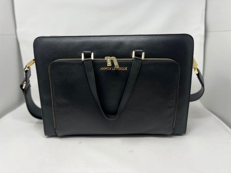 Laptop bag in black leather for women, Elizabeth