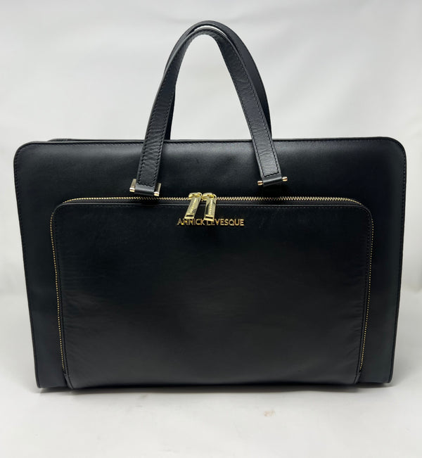 Laptop bag in black leather for women, Elizabeth
