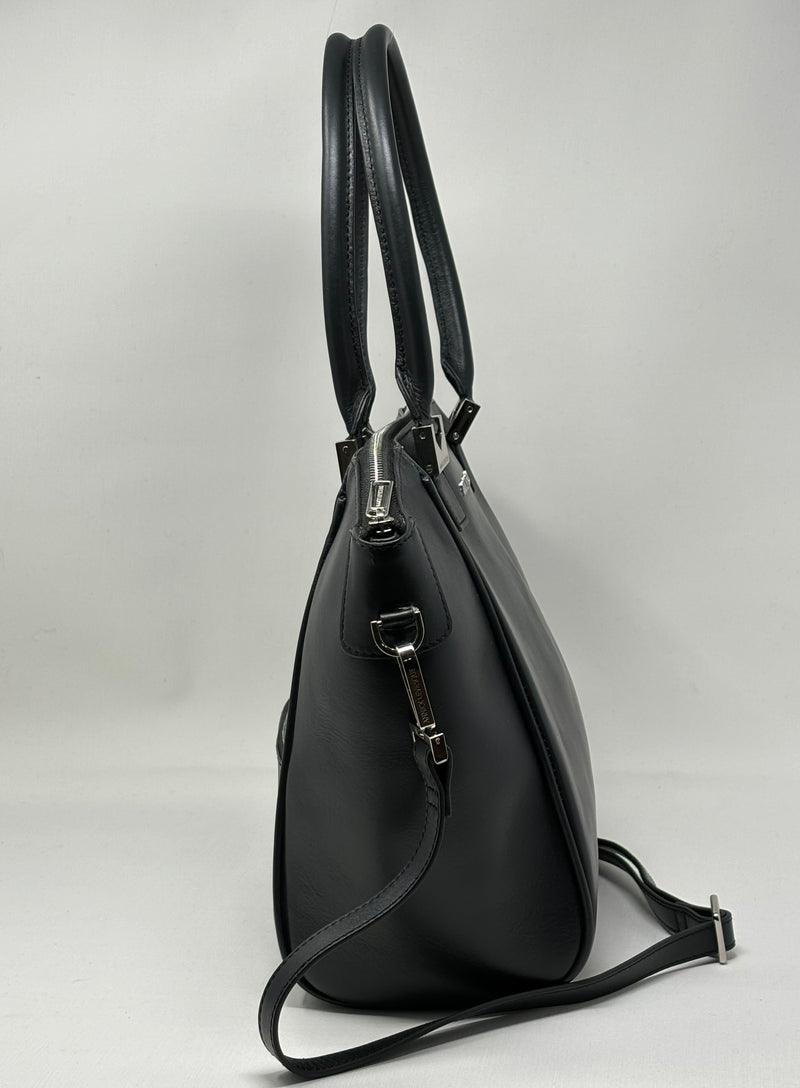 Handbag in Leather, Mona Medium, Black