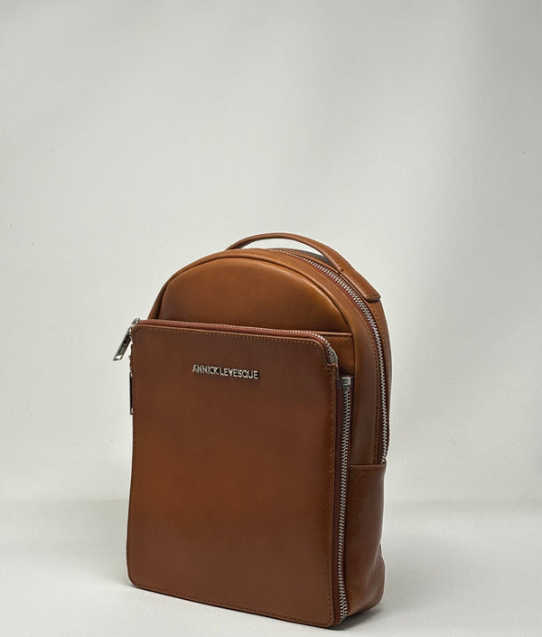 Genuine Leather Backpack Alice, Cognac