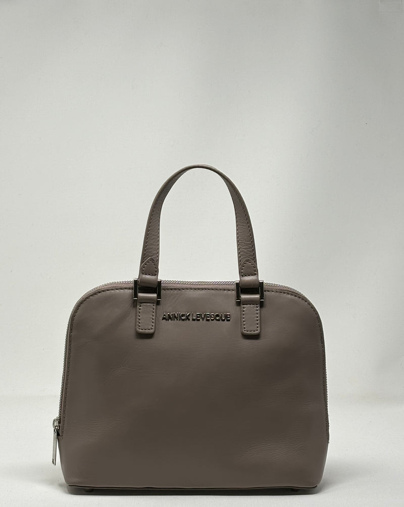 Handbag in leather Justine, Taupe