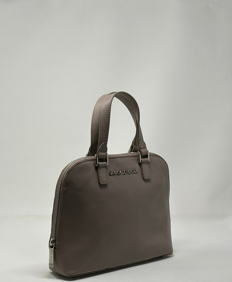 Handbag in leather Justine, Taupe