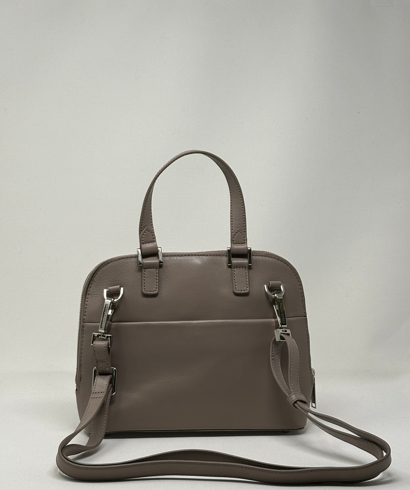 Handbag in leather Justine, Taupe