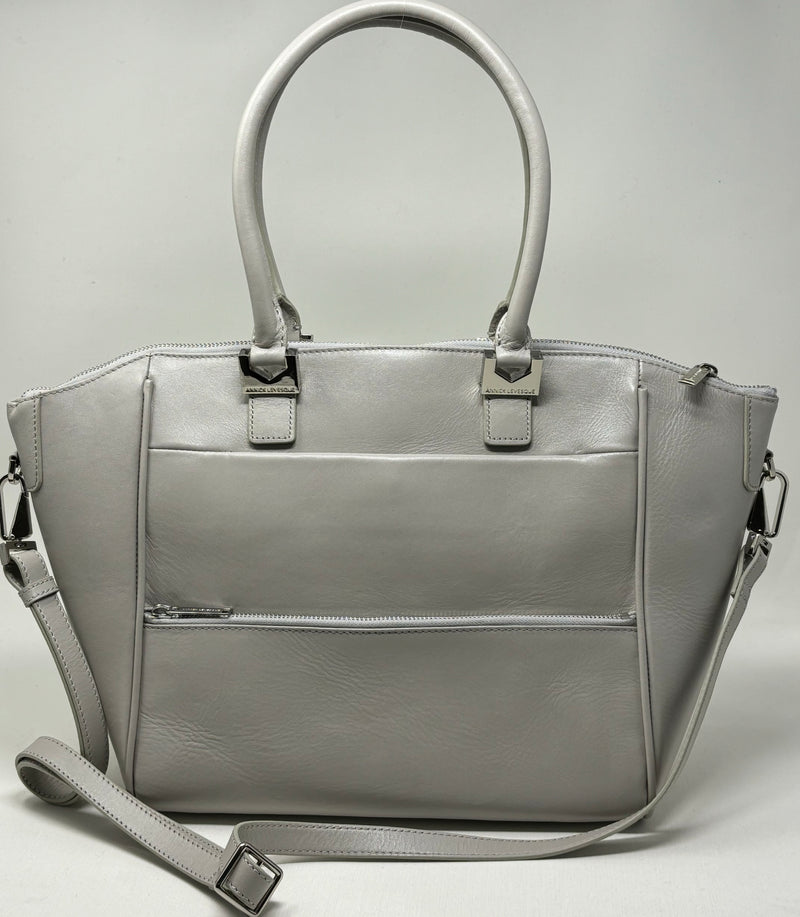 Leather Handbag Mona medium, Mother of Pearl