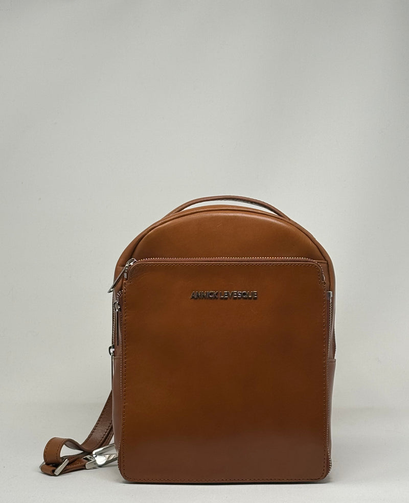 Genuine Leather Backpack Alice, Cognac