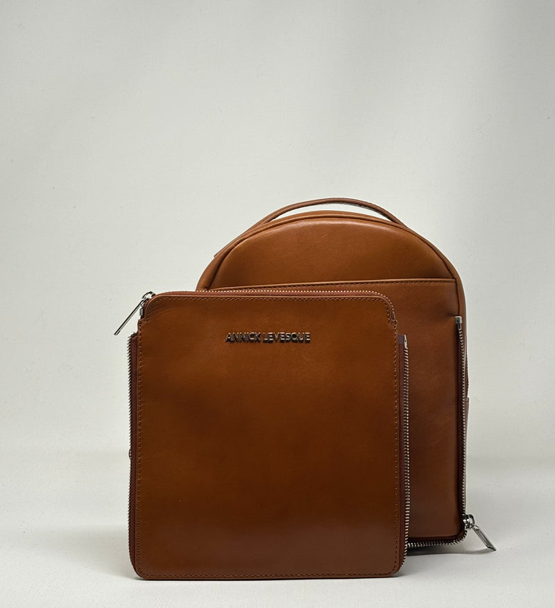 Genuine Leather Backpack Alice, Cognac