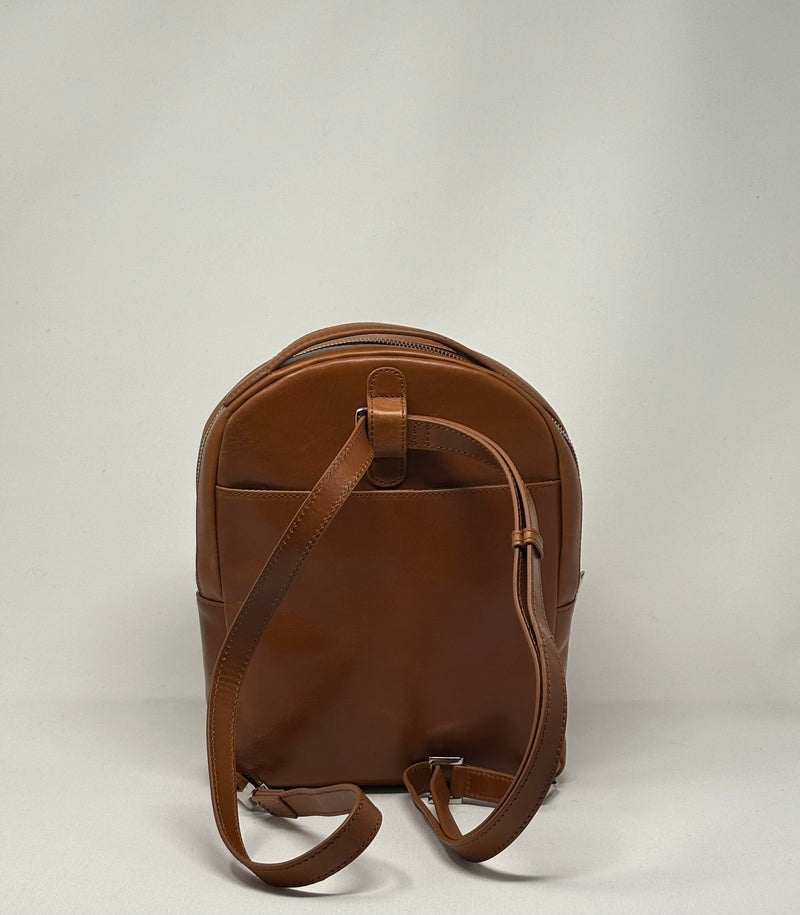 Genuine Leather Backpack Alice, Cognac