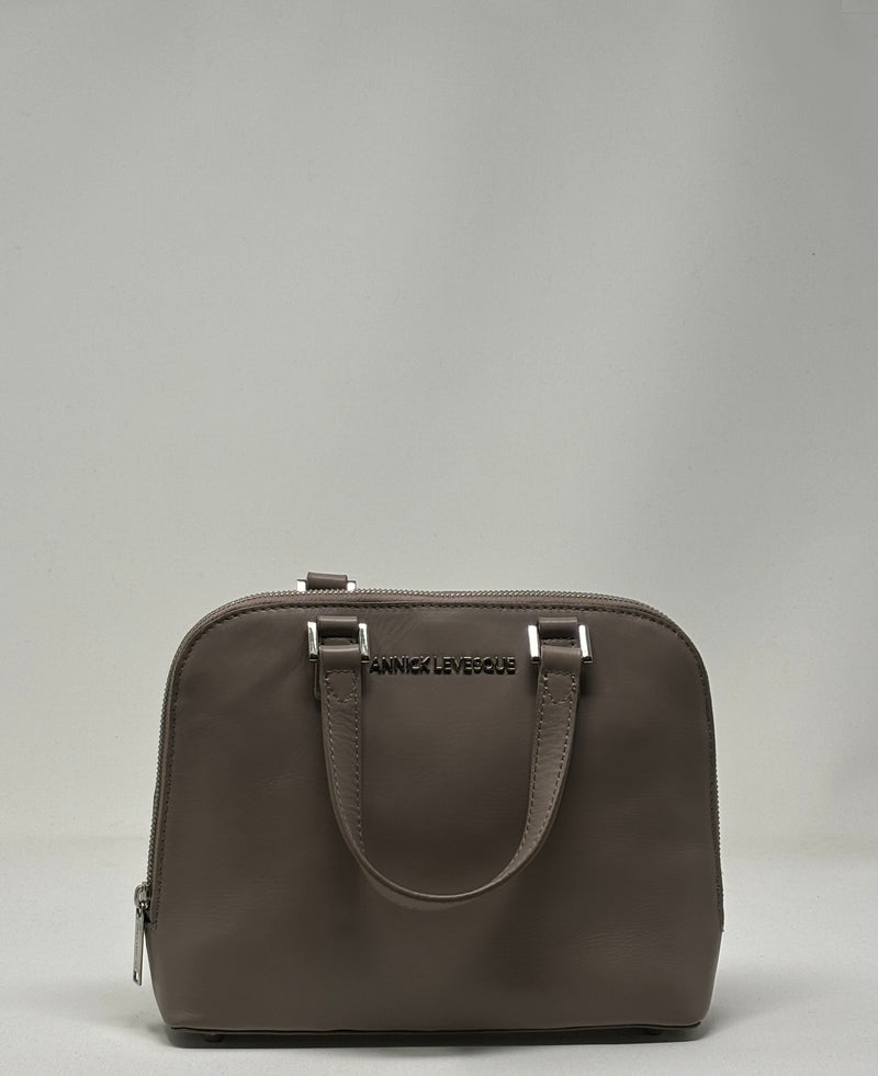 Handbag in leather Justine, Taupe