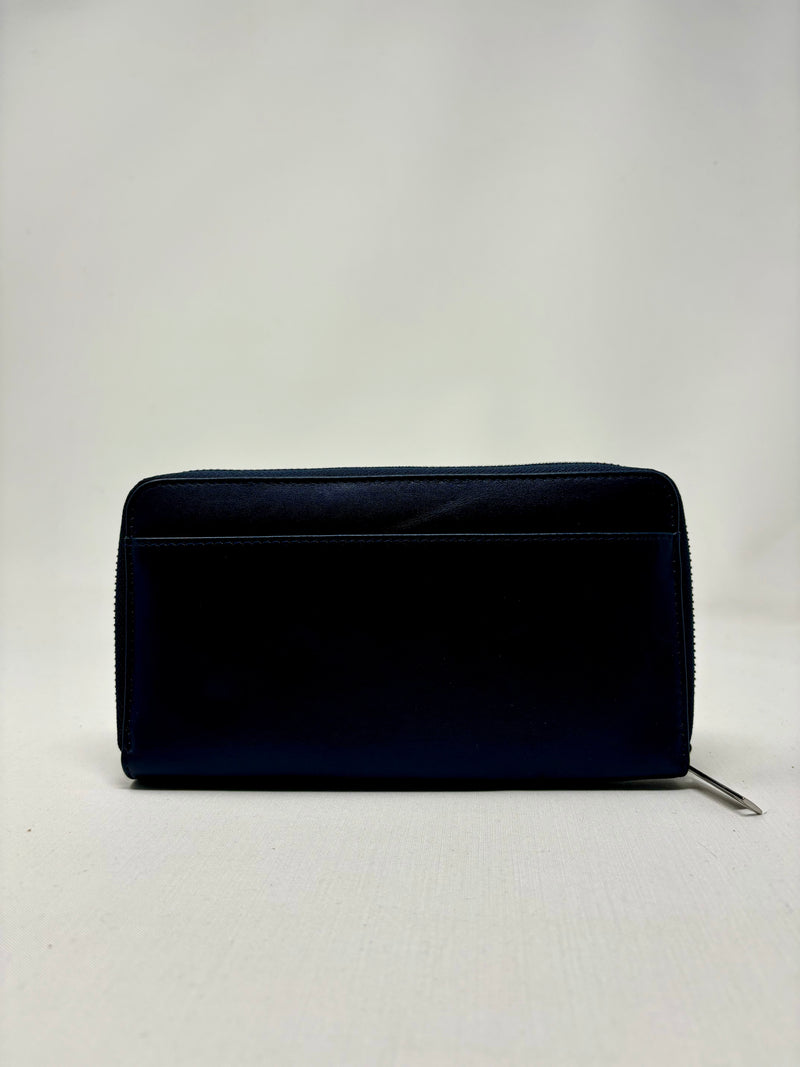 Leather wallet Anna, Navy blue