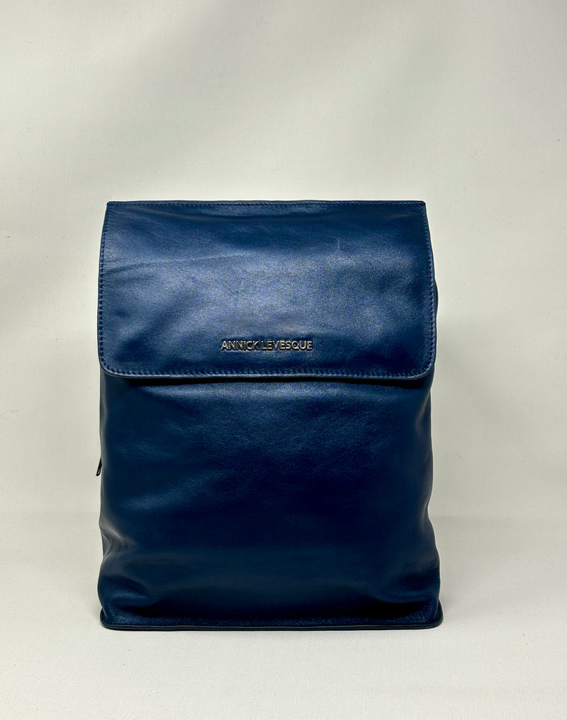 Leather Backpack Antoinette, Blue Navy