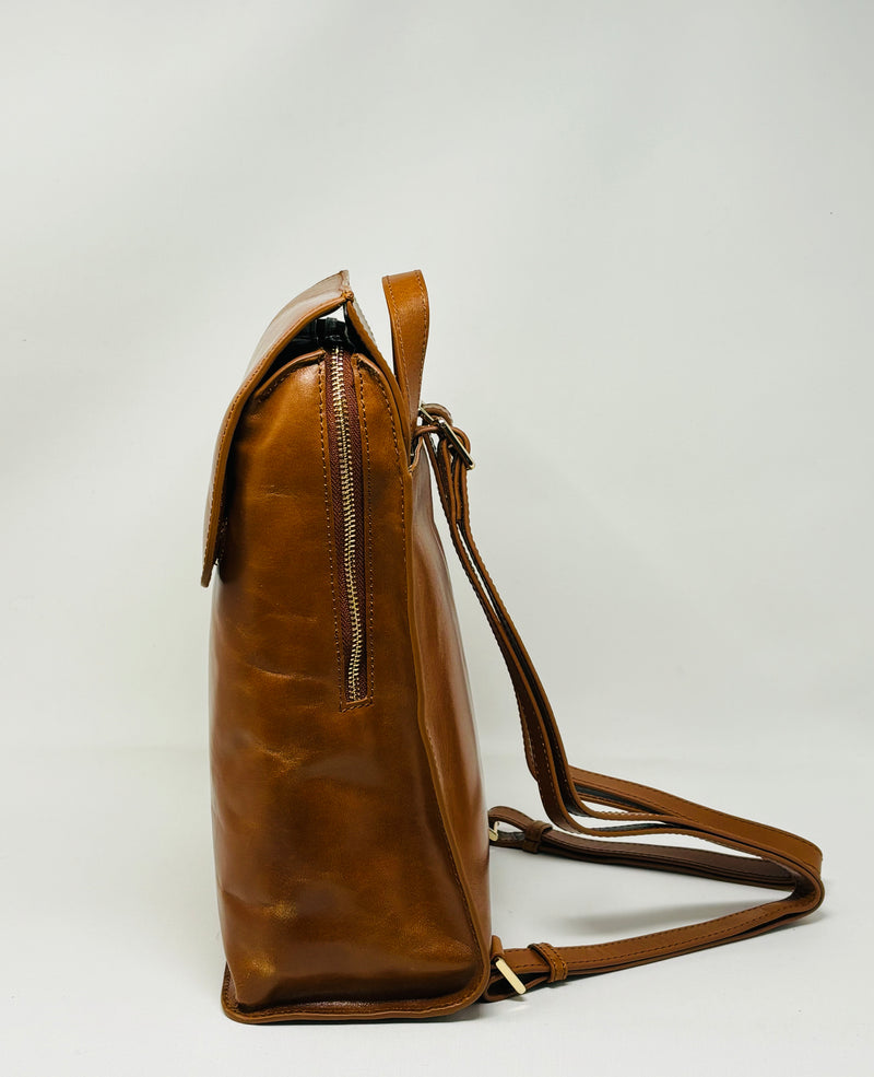 Cognac Leather Backpack, Antoinette