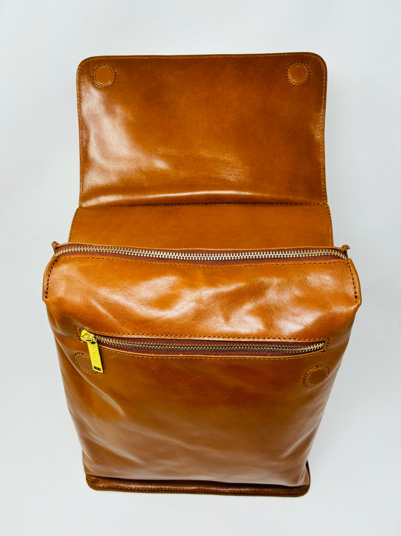 Cognac Leather Backpack, Antoinette