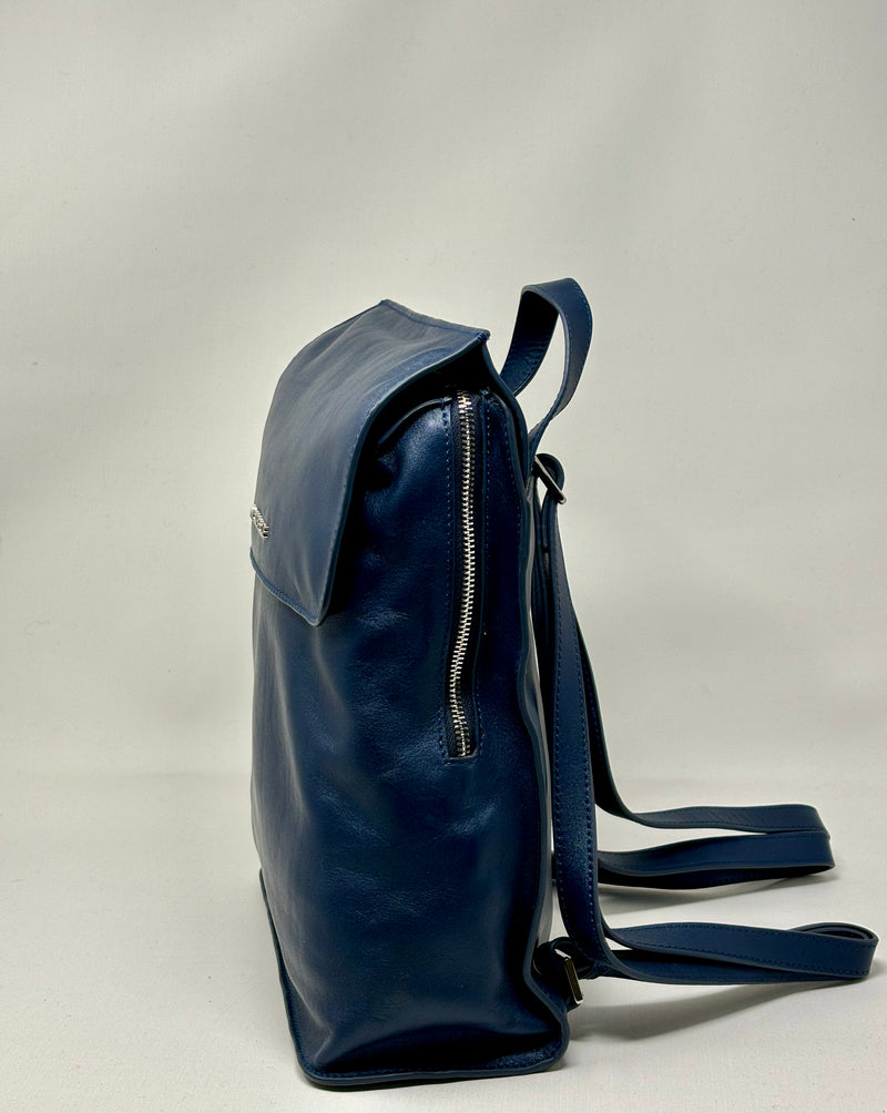 Leather Backpack Antoinette, Blue Navy