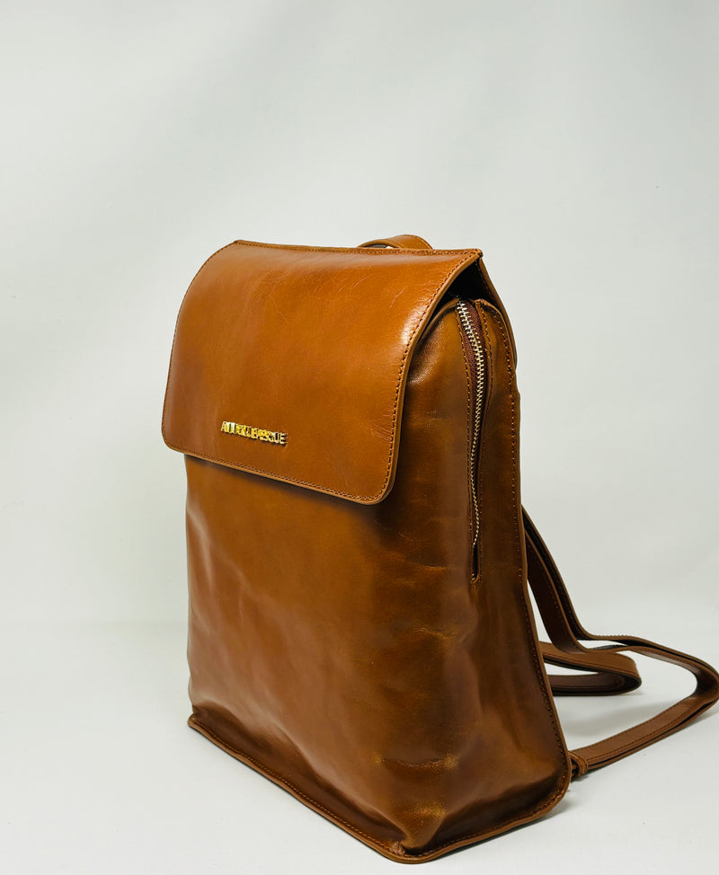 Cognac Leather Backpack, Antoinette