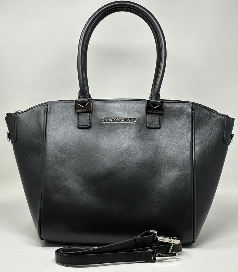 Handbag in Leather, Mona Medium, Black