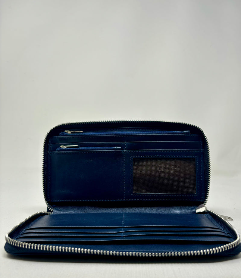 Leather wallet Anna, Navy blue