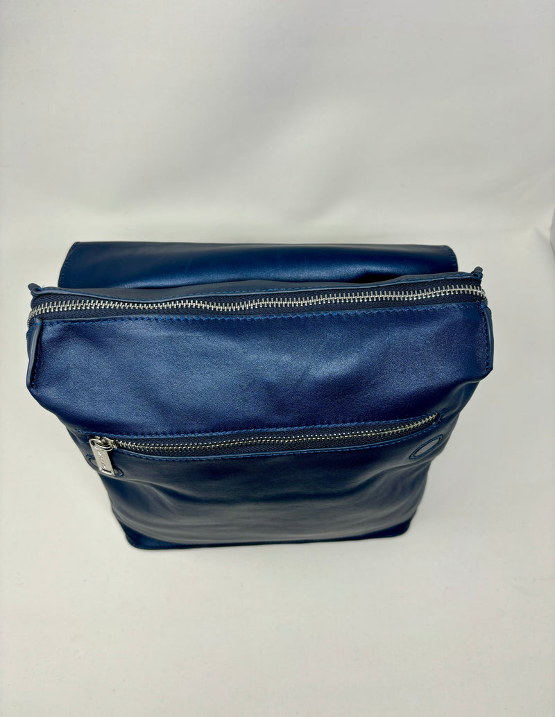 Leather Backpack Antoinette, Blue Navy