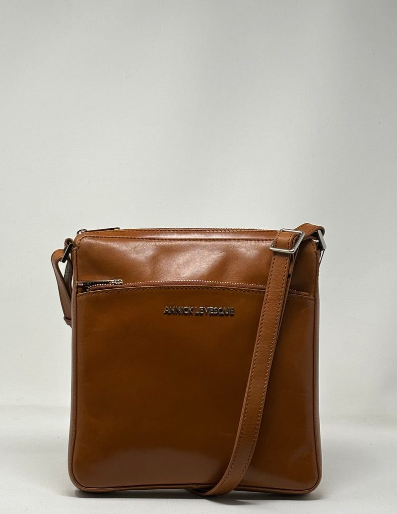 Cognac Leather Crossboby bag, Gisele