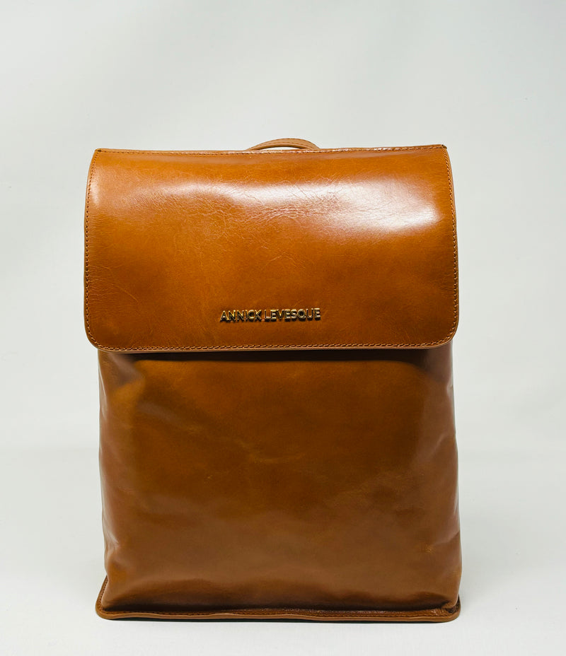 Cognac Leather Backpack, Antoinette