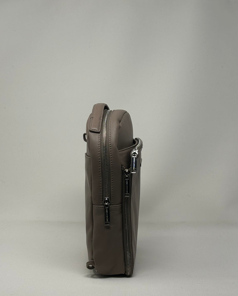 Leather Backpack Alice, Taupe