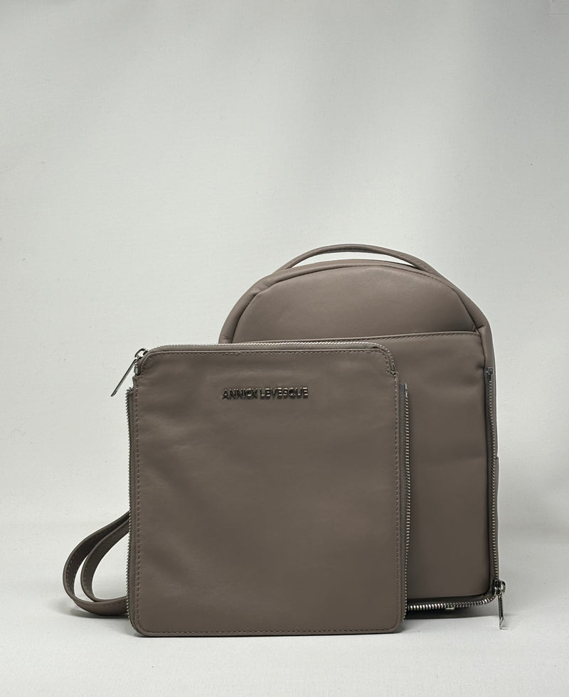 Leather Backpack Alice, Taupe