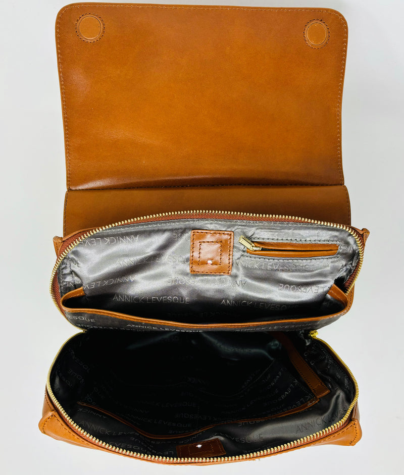 Cognac Leather Backpack, Antoinette