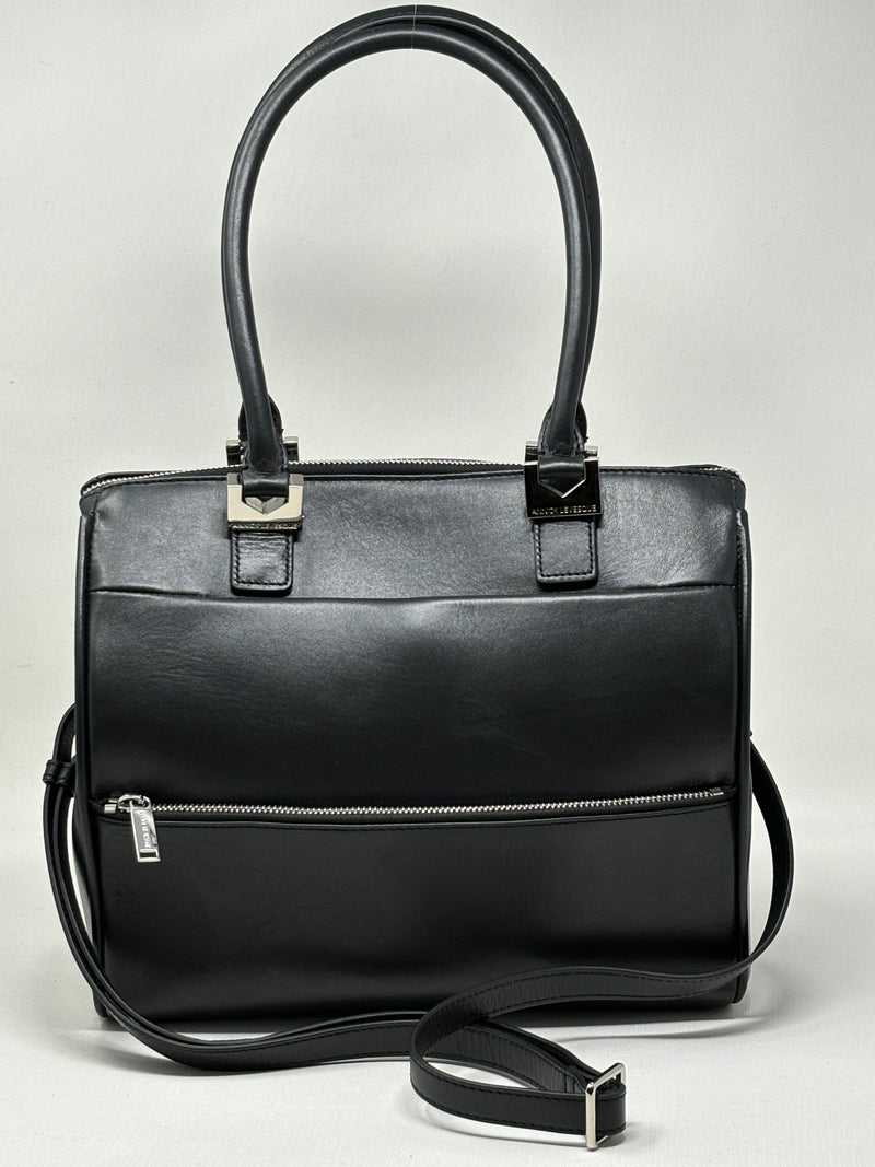 Handbag in Leather, Mona Medium, Black