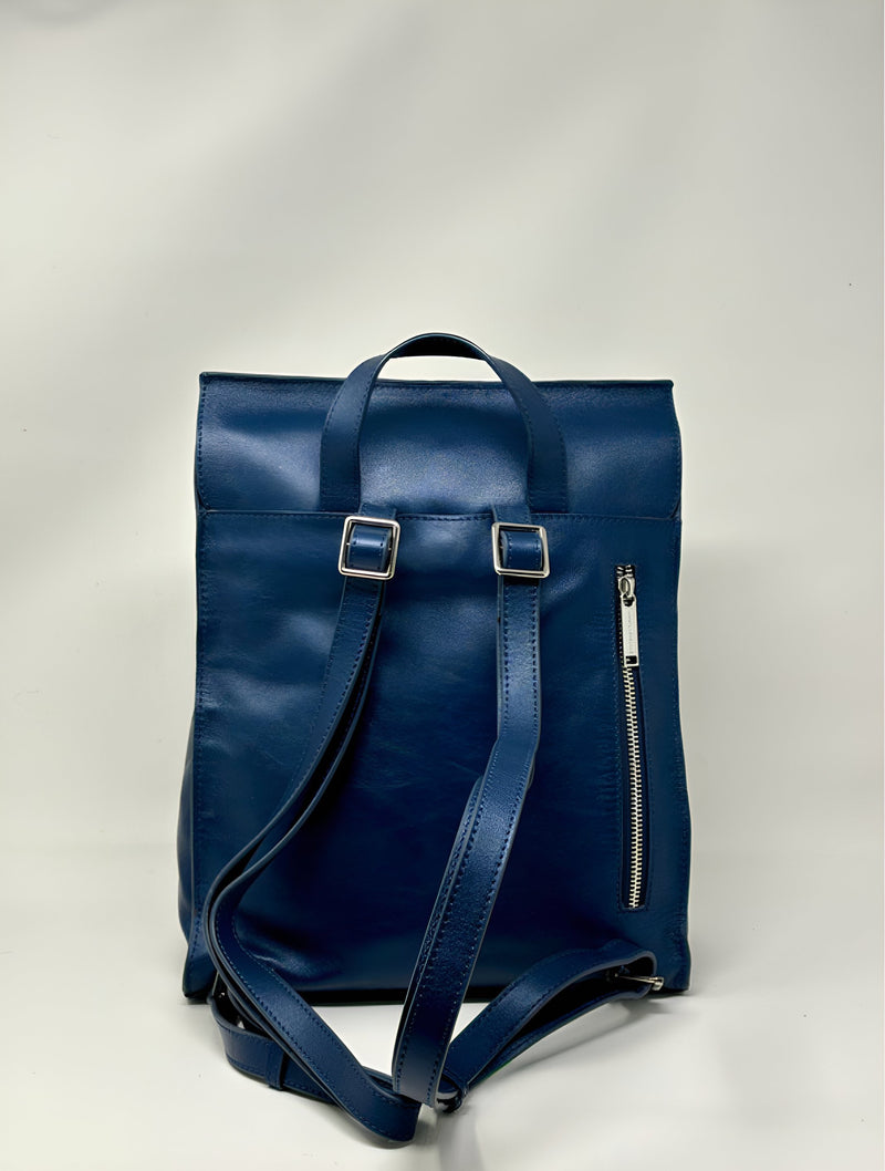 Leather Backpack Antoinette, Blue Navy