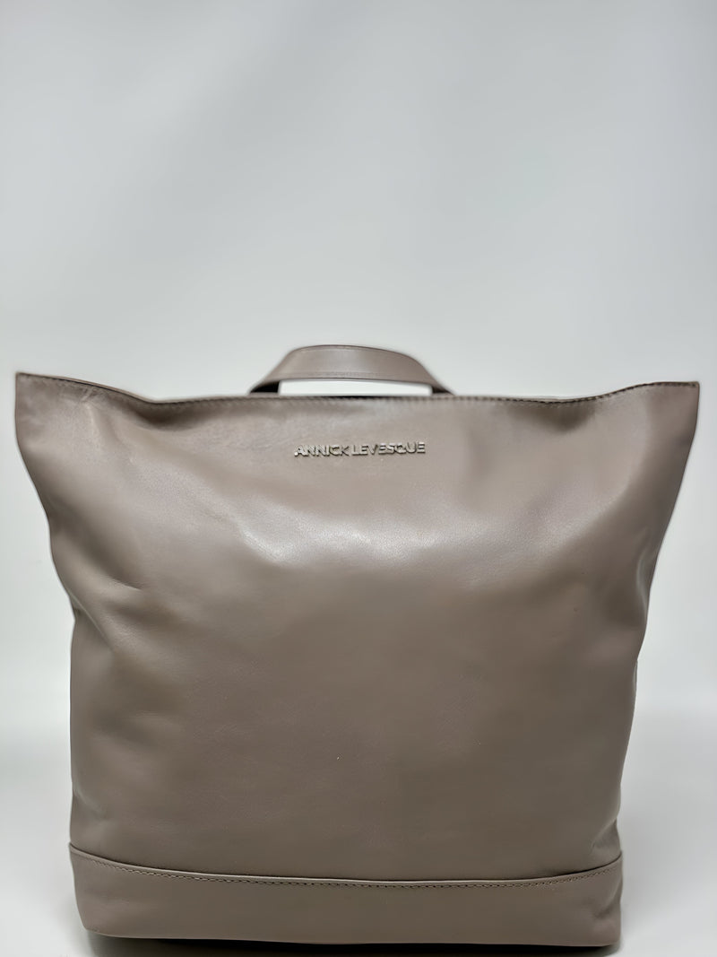 Leather Backpack, Taupe, Lore