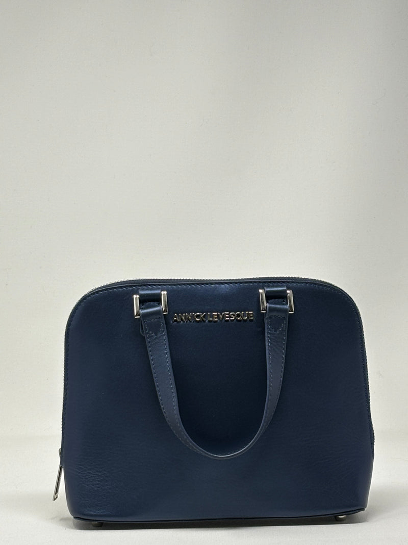 Handbag in leather Justine, Navy