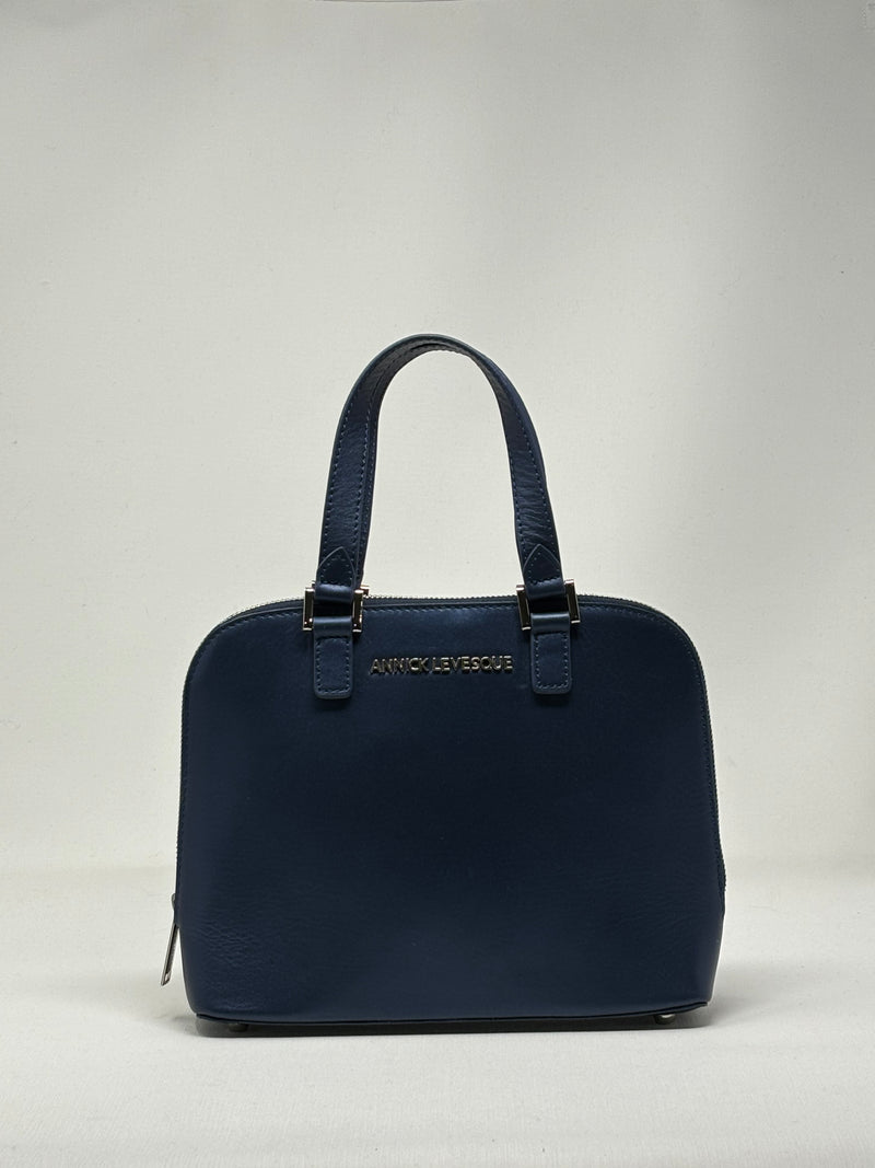 Handbag in leather Justine, Navy