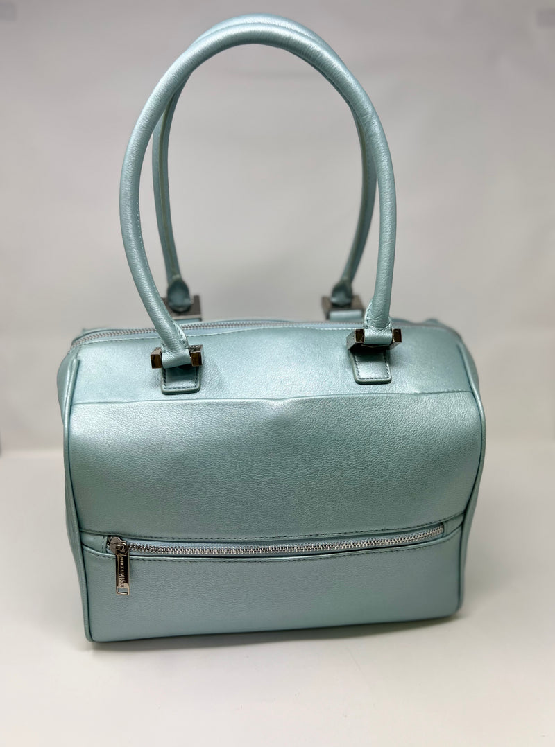 Handbag in Blue Navy Genuine Leather, Mona Medium