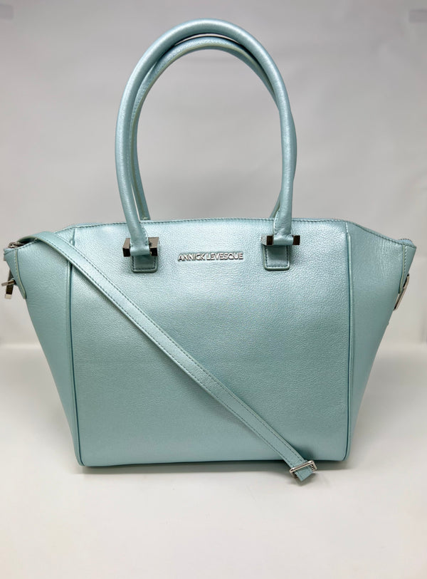 Handbag in Blue Navy Genuine Leather, Mona Medium